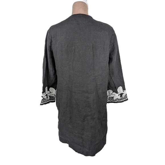 Chicos Jacket Cardigan Sz 1 Small 8 10 Black with White Embroidery Decoration - Picture 3 of 8